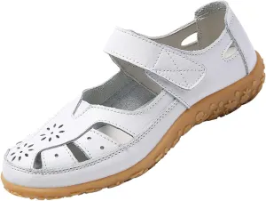 AngryMonkey Women's Summer Casual Flat Leather Sandals,Comfort Closed Toe Orthopedic Softsole Hook Loop Beach Mary Jane Shoes