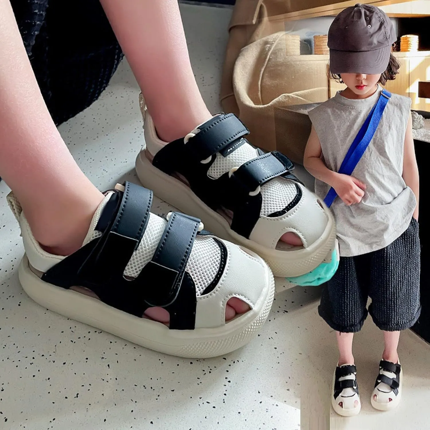Baby Kids Girls Athletic Soft Bottom Closed Toe Sandal Mesh Casual Sports Beach Toddler Hook & Loop Shoes