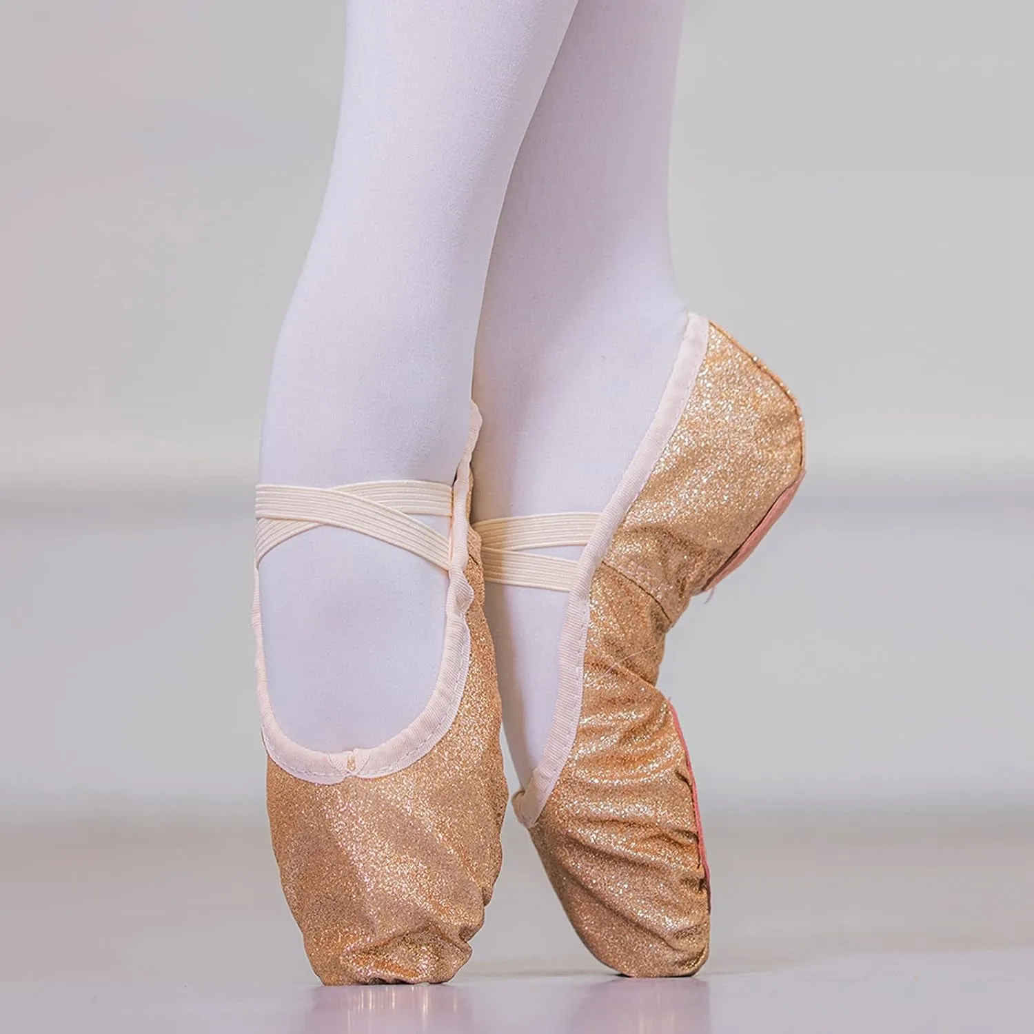 Ballet Shoes Split-Sole Glitter Flat Yoga Dance Shoes for Girls Toddler/Kid Pin Ballet Slippers Performance