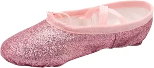 Ballet Shoes Split-Sole Glitter Flat Yoga Dance Shoes for Girls Toddler/Kid Pin Ballet Slippers Performance