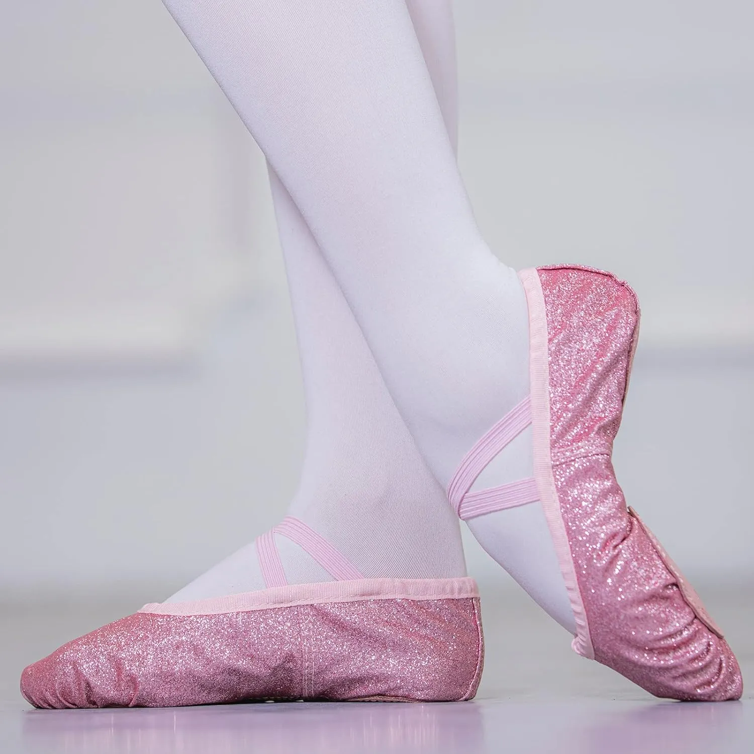 Ballet Shoes Split-Sole Glitter Flat Yoga Dance Shoes for Girls Toddler/Kid Pin Ballet Slippers Performance