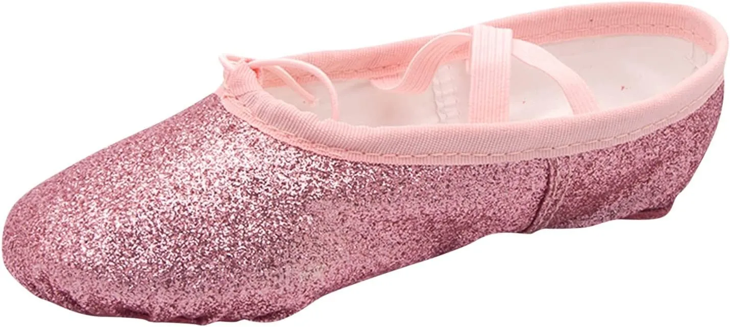 Ballet Shoes Split-Sole Glitter Flat Yoga Dance Shoes for Girls Toddler/Kid Pin Ballet Slippers Performance