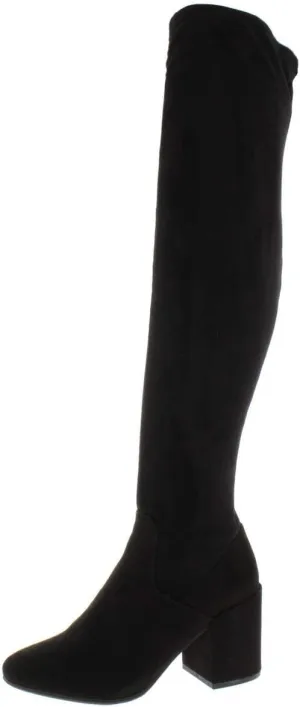 bar III Womens Gabrie Faux Suede Over-The-Knee Boots Black 6 Medium (B,M)