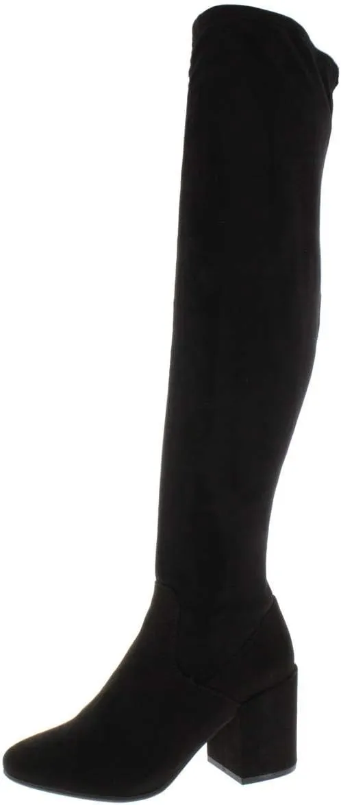 bar III Womens Gabrie Faux Suede Over-The-Knee Boots Black 6 Medium (B,M)