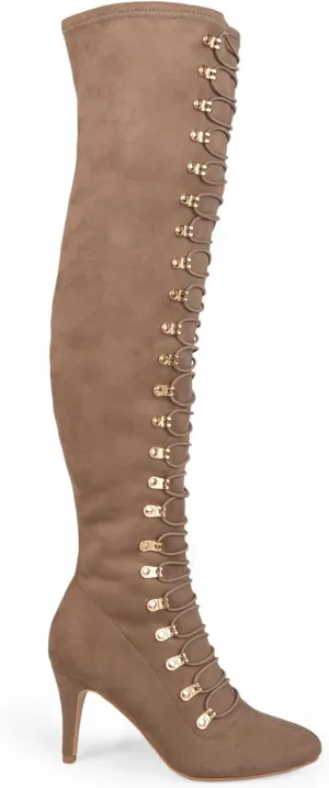 Brinley Co. Womens Regular and Wide Calf Vintage Almond Toe Over-the-knee Boots