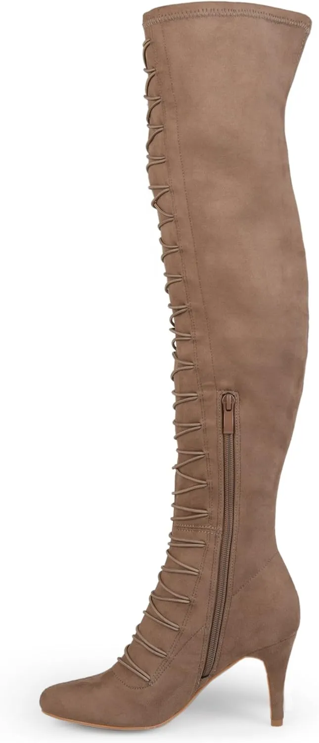 Brinley Co. Womens Regular and Wide Calf Vintage Almond Toe Over-the-knee Boots