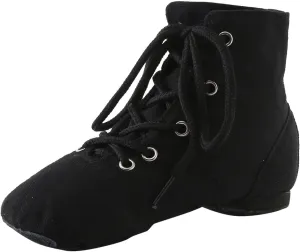 Canvas Jazz Boots for Girls Lace-up Dancing Sneakers for Boys Split-Sole Dance Shoes Ballet Performance Indoor