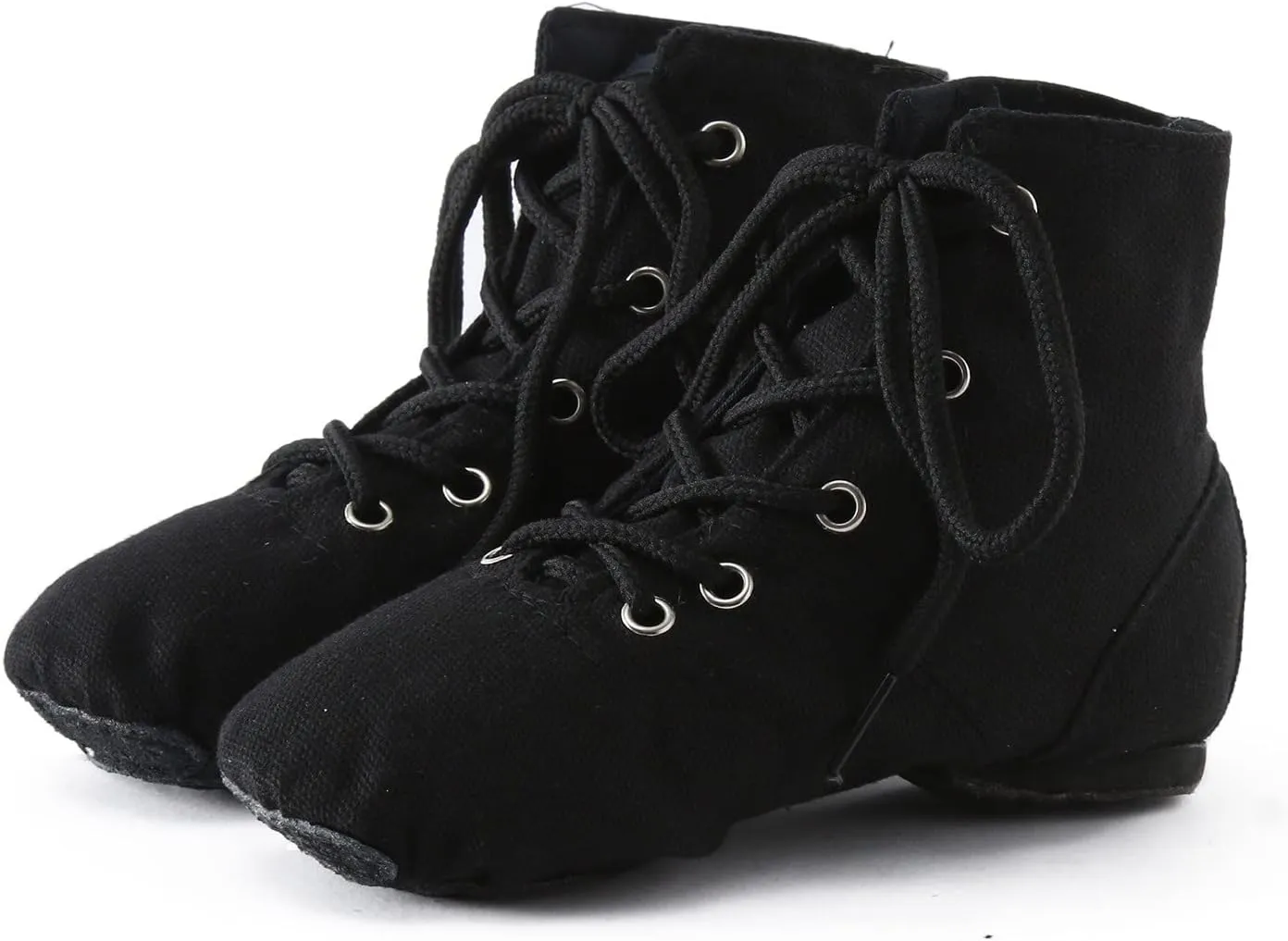 Canvas Jazz Boots for Girls Lace-up Dancing Sneakers for Boys Split-Sole Dance Shoes Ballet Performance Indoor