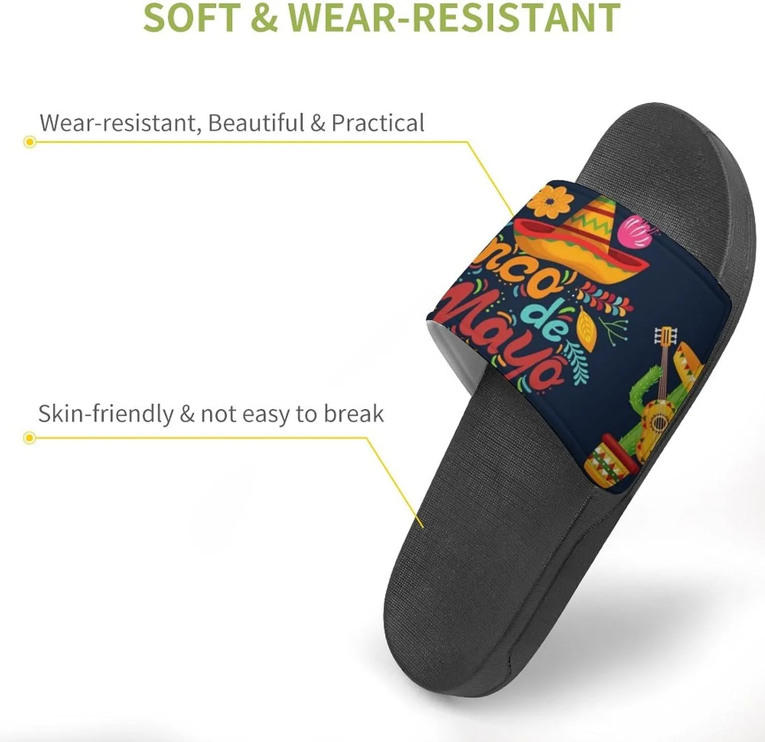 Cinco De Mayo PVC Sandals Mans Women Casual Slippers House Lightweight Loafers Comfortable Wear Beach Open