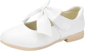 Dance Ballet Performance Leather Shoes for Girls Kids Slip On Indoor Light Shoes with Bows Childrens Cozy Soft Shoes