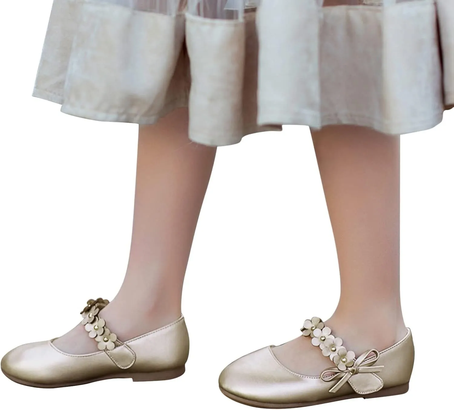 Dancing Girl Small Leather Loafers Single Shoes Children Flower Decoration Dance Performance Glittery Shoes