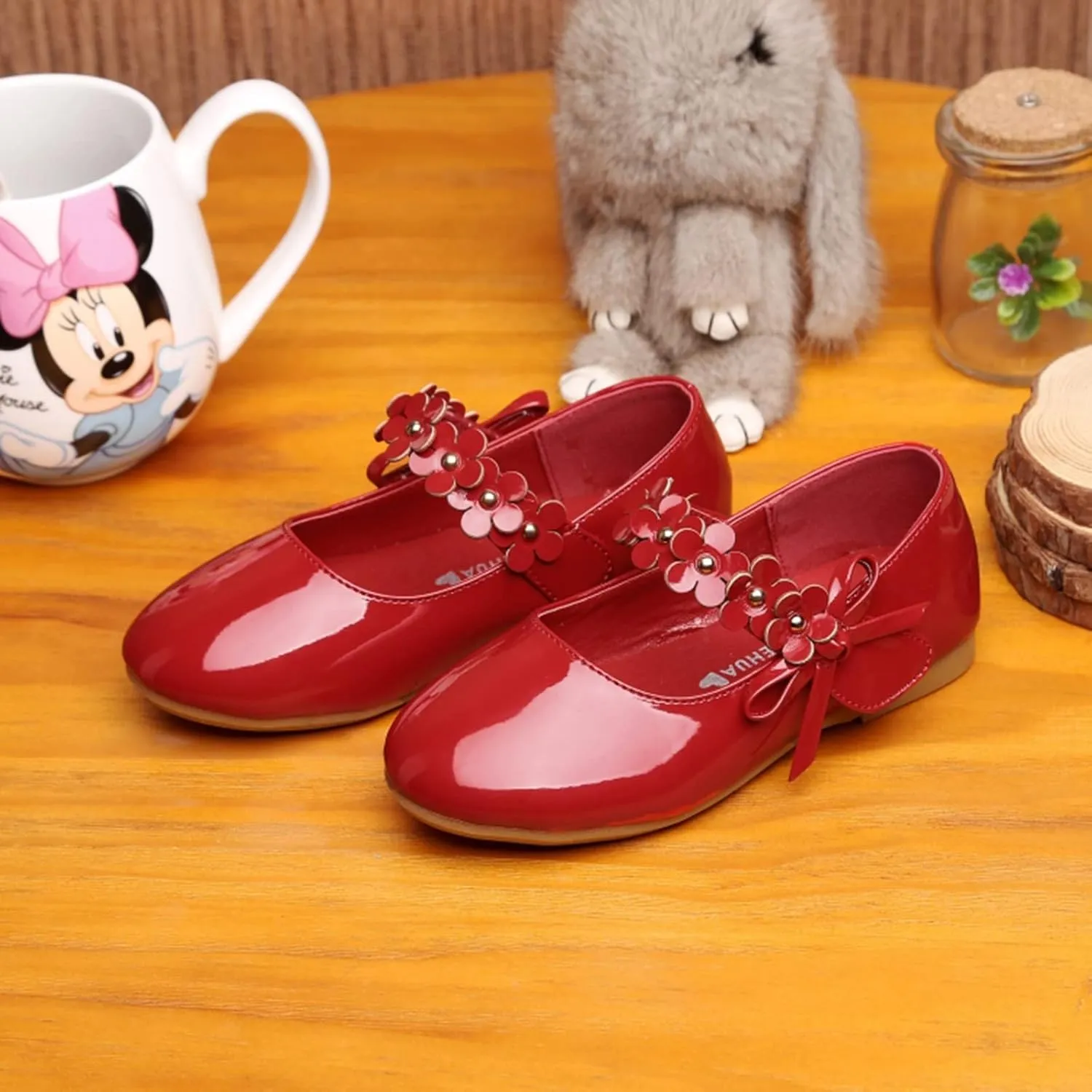 Dancing Girl Small Leather Loafers Single Shoes Children Flower Decoration Dance Performance Glittery Shoes