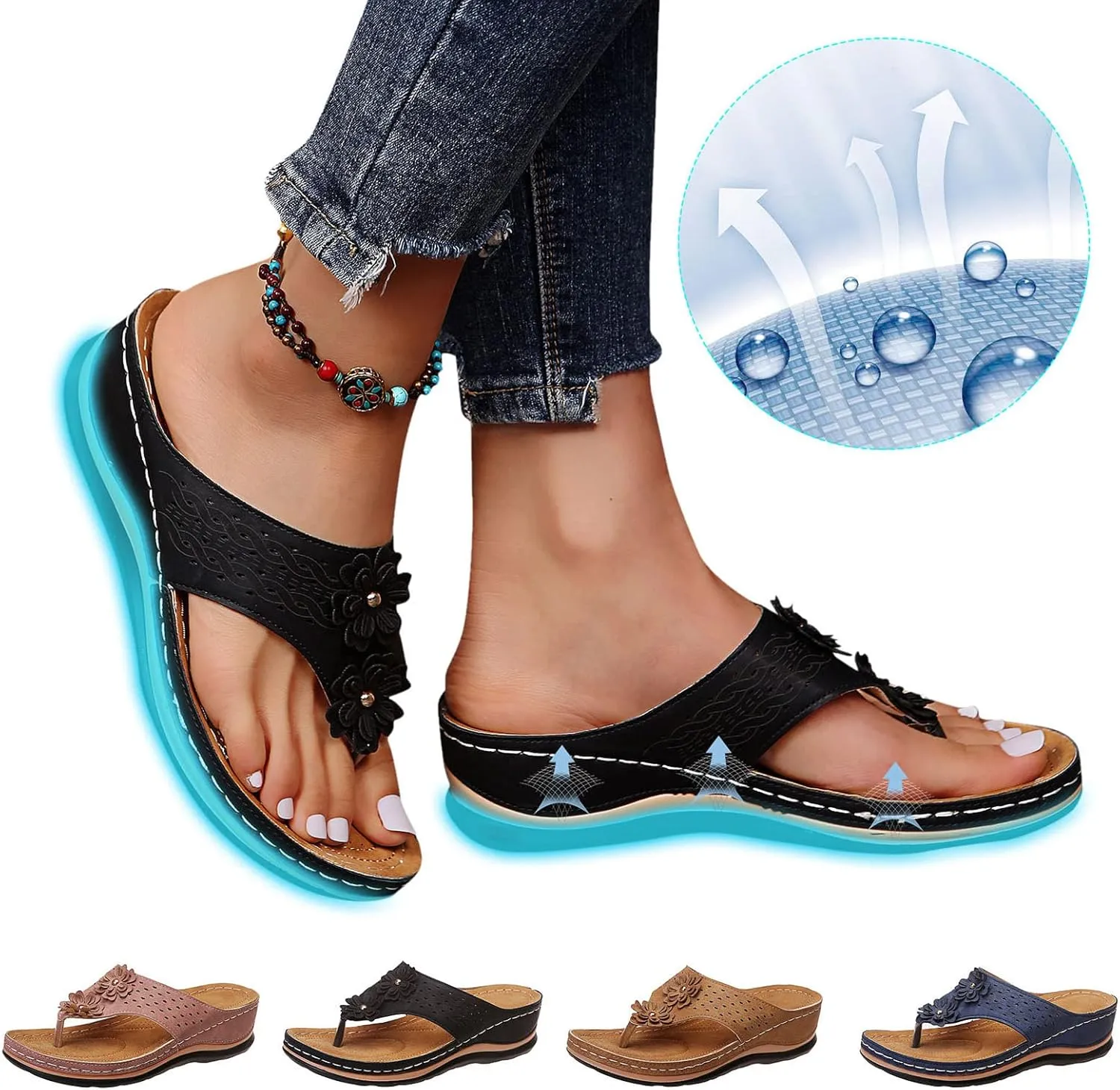 Eduavar Summer Sandals for Women 2023, Womens Sandals Dressy Summer Breathable Flip Flops Summer Beach Sandals Slippers