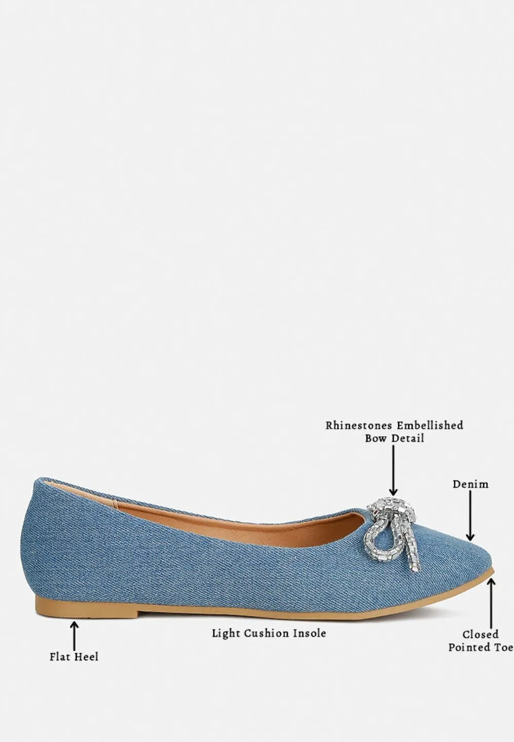 Ellerby Embellished Bow Detail Ballet Flats