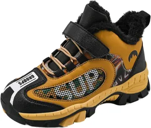 Fuzzy Lined Sneaker for Childrens Kids Girls Boys Outdoor Running Sport Shoes Toddler Chunky Sole Slip On Warm Shoes