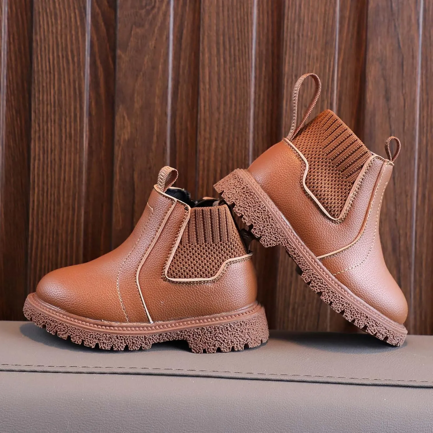 Girls Boys Children Ankle Boots Kids Low Heel Booties Fashion Side Zipper Short Flat Shoes Kids Heels