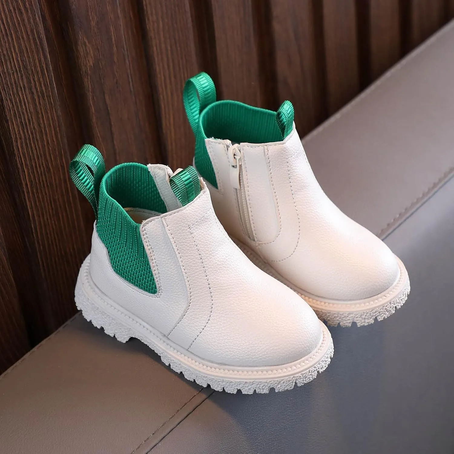 Girls Boys Children Ankle Boots Kids Low Heel Booties Fashion Side Zipper Short Flat Shoes Kids Heels