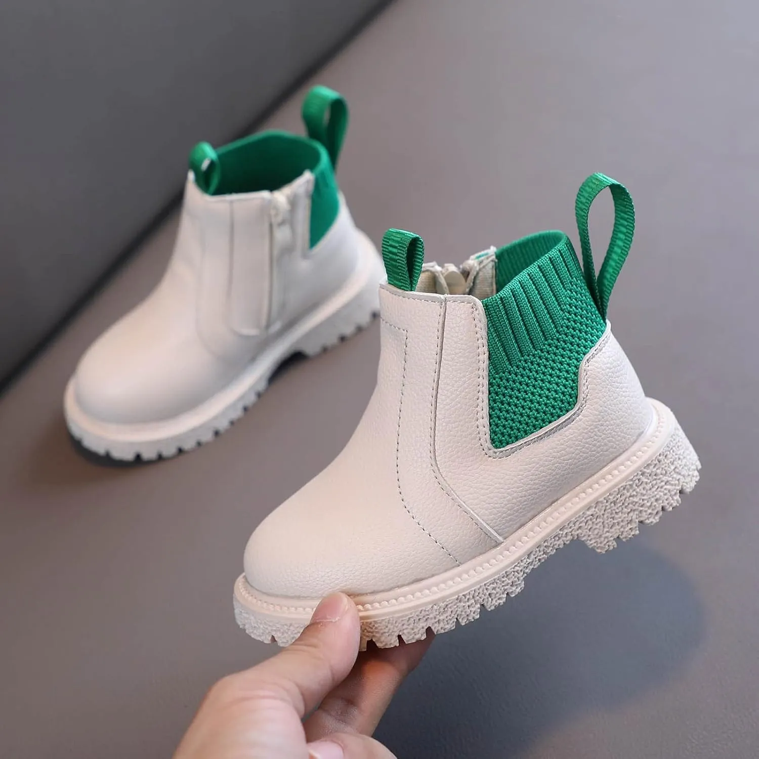 Girls Boys Children Ankle Boots Kids Low Heel Booties Fashion Side Zipper Short Flat Shoes Kids Heels