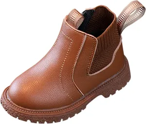 Girls Boys Children Ankle Boots Kids Low Heel Booties Fashion Side Zipper Short Flat Shoes Kids Heels