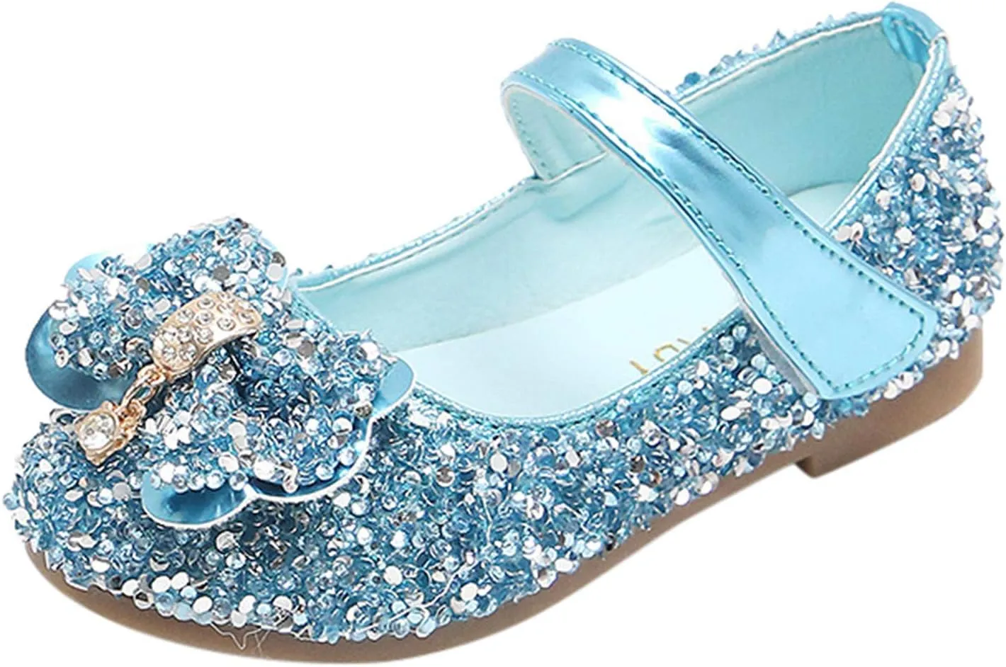 Girls Glitter Mary Jane Dress Shoes Baby Toddler Slip-on School Princess Ballerina Flats for Wedding Party Prom