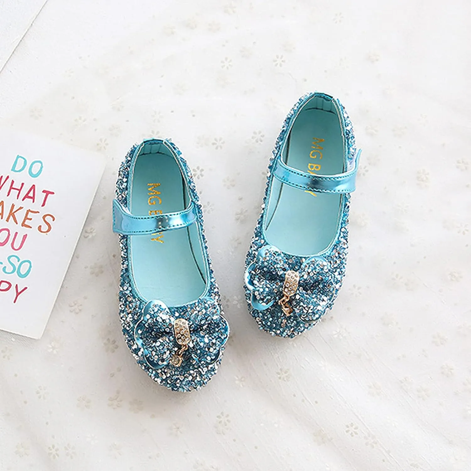 Girls Glitter Mary Jane Dress Shoes Baby Toddler Slip-on School Princess Ballerina Flats for Wedding Party Prom
