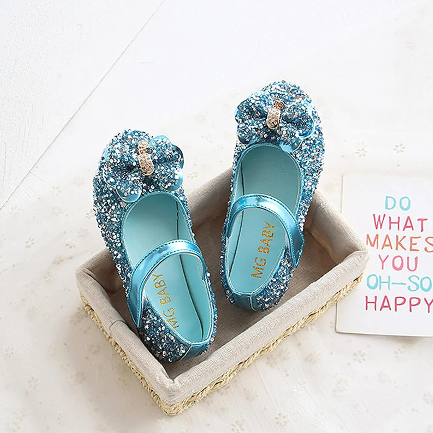 Girls Glitter Mary Jane Dress Shoes Baby Toddler Slip-on School Princess Ballerina Flats for Wedding Party Prom