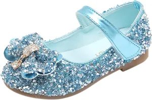 Girls Glitter Mary Jane Dress Shoes Baby Toddler Slip-on School Princess Ballerina Flats for Wedding Party Prom