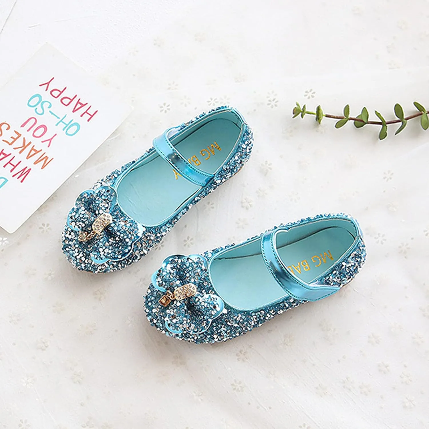 Girls Glitter Mary Jane Dress Shoes Baby Toddler Slip-on School Princess Ballerina Flats for Wedding Party Prom