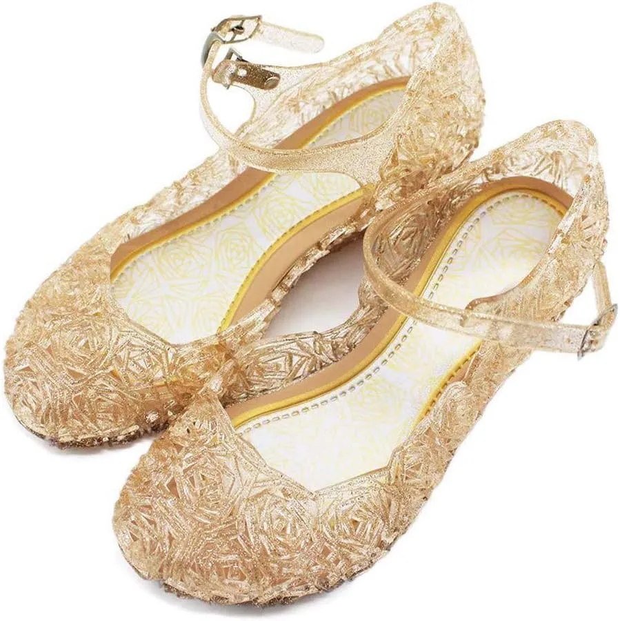 Girls Jelly Sandals, Princess Dress Shoes for Toddler Girl Queen Dance Party Cosplay Jellies Flat Costumes Mary Jane