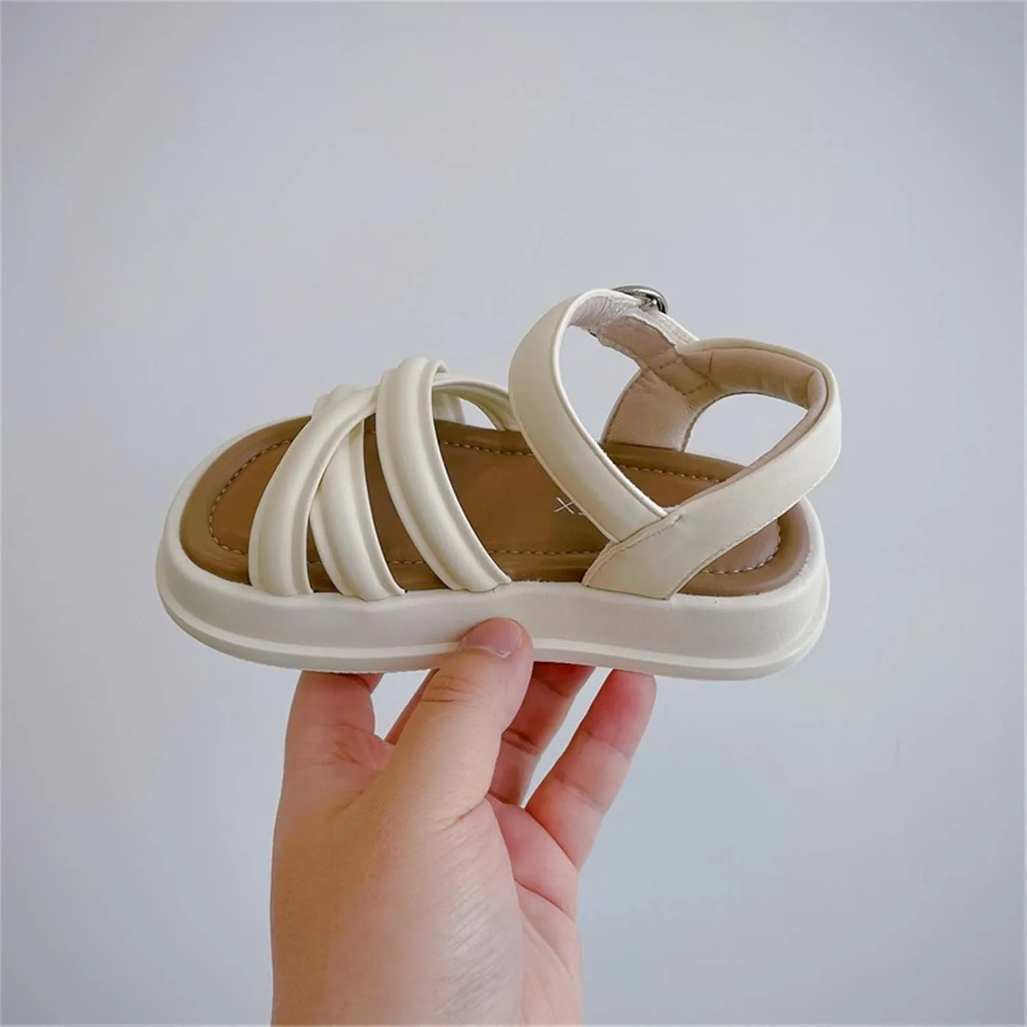 Girl's Open Toe Flat Sandals Roman Thick Bottom Sticky Princess Shoes Daily Casual Adjustable Buckle Sandals