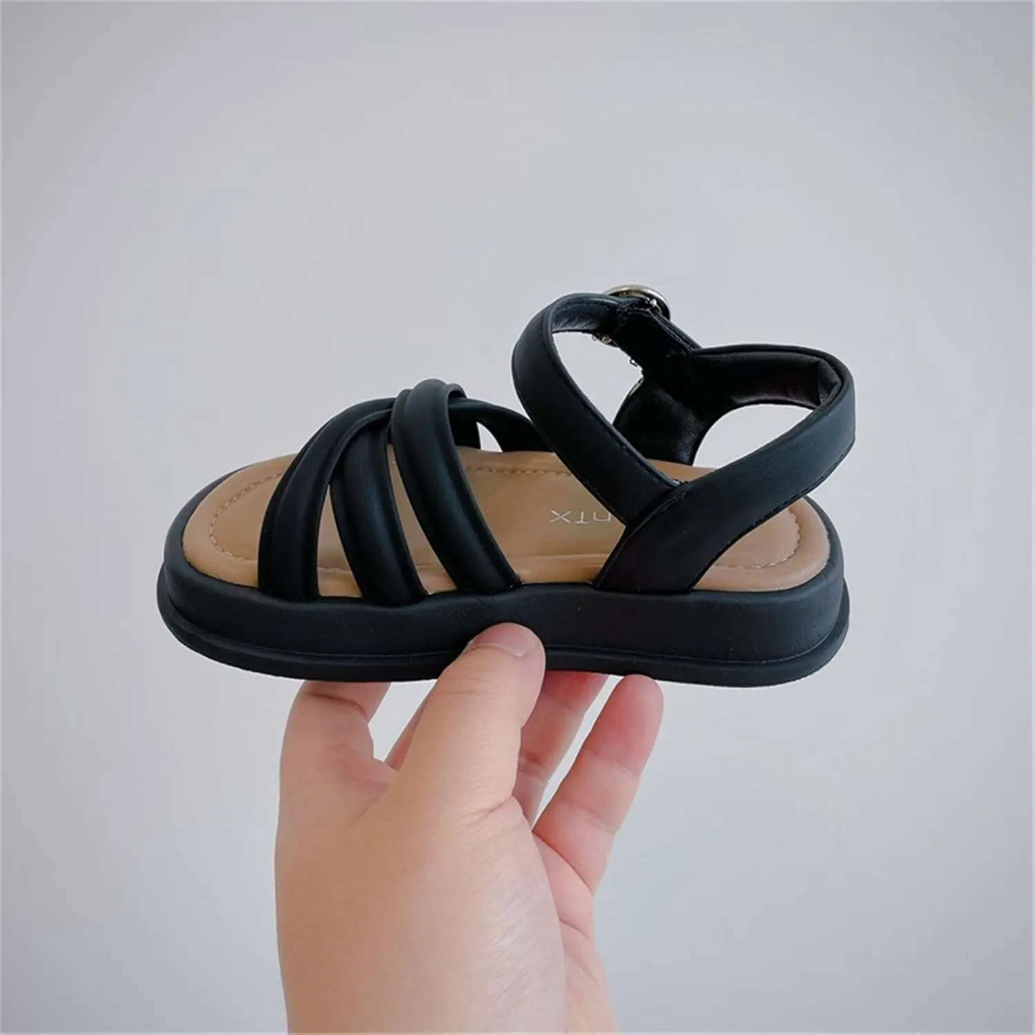Girl's Open Toe Flat Sandals Roman Thick Bottom Sticky Princess Shoes Daily Casual Adjustable Buckle Sandals