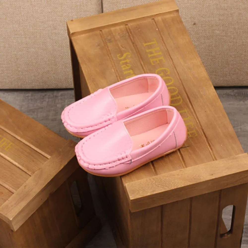 Girl's Platform Loafers Slip On Chain Chunky Heel Leather Lazy lats Round Toe School niform Dress Shoes