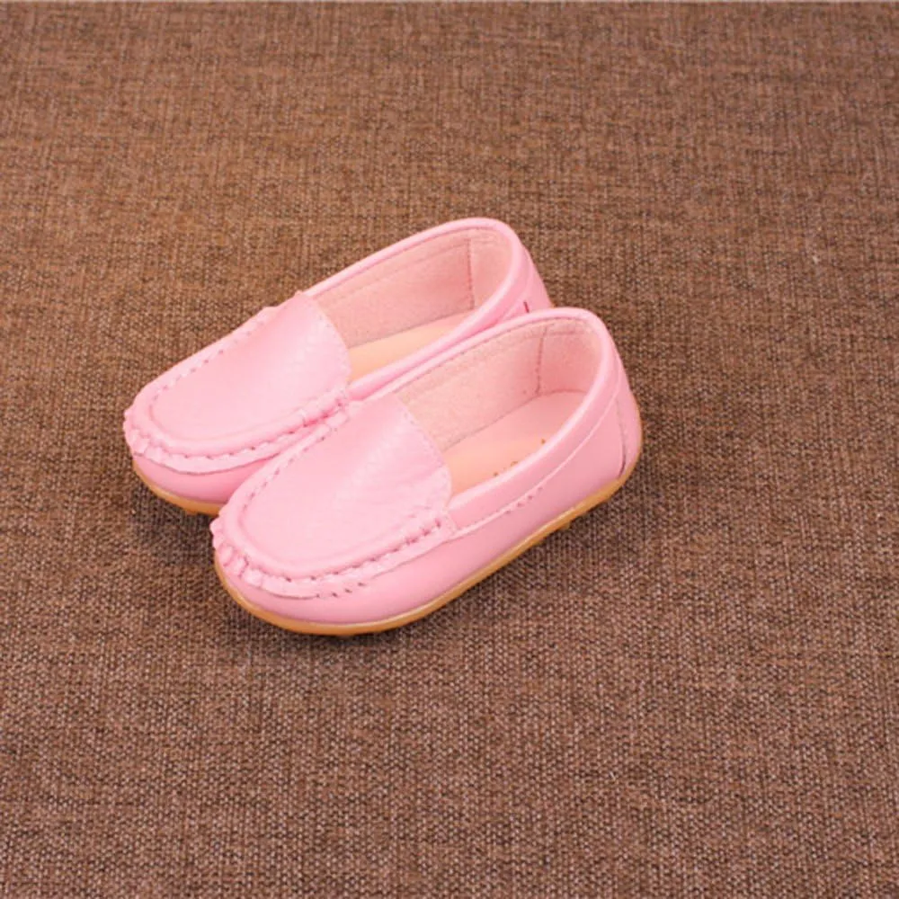 Girl's Platform Loafers Slip On Chain Chunky Heel Leather Lazy lats Round Toe School niform Dress Shoes