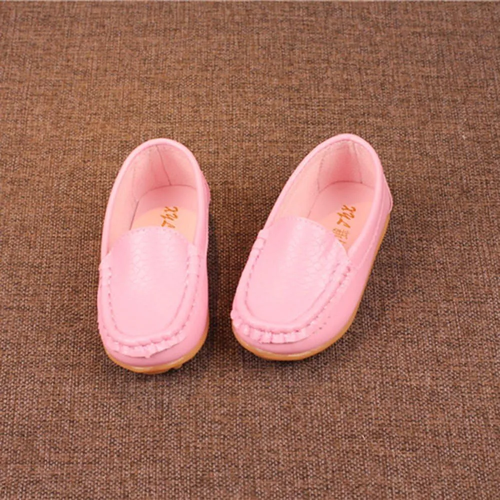 Girl's Platform Loafers Slip On Chain Chunky Heel Leather Lazy lats Round Toe School niform Dress Shoes