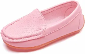 Girl's Platform Loafers Slip On Chain Chunky Heel Leather Lazy lats Round Toe School niform Dress Shoes