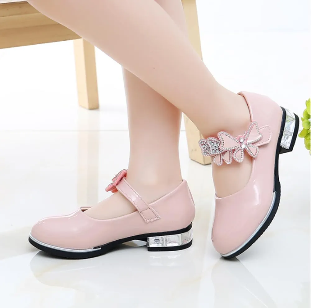 Girls Pu Leather Mary Jane Ballet Flats Low Heel School Wedding Party Dress Shoes