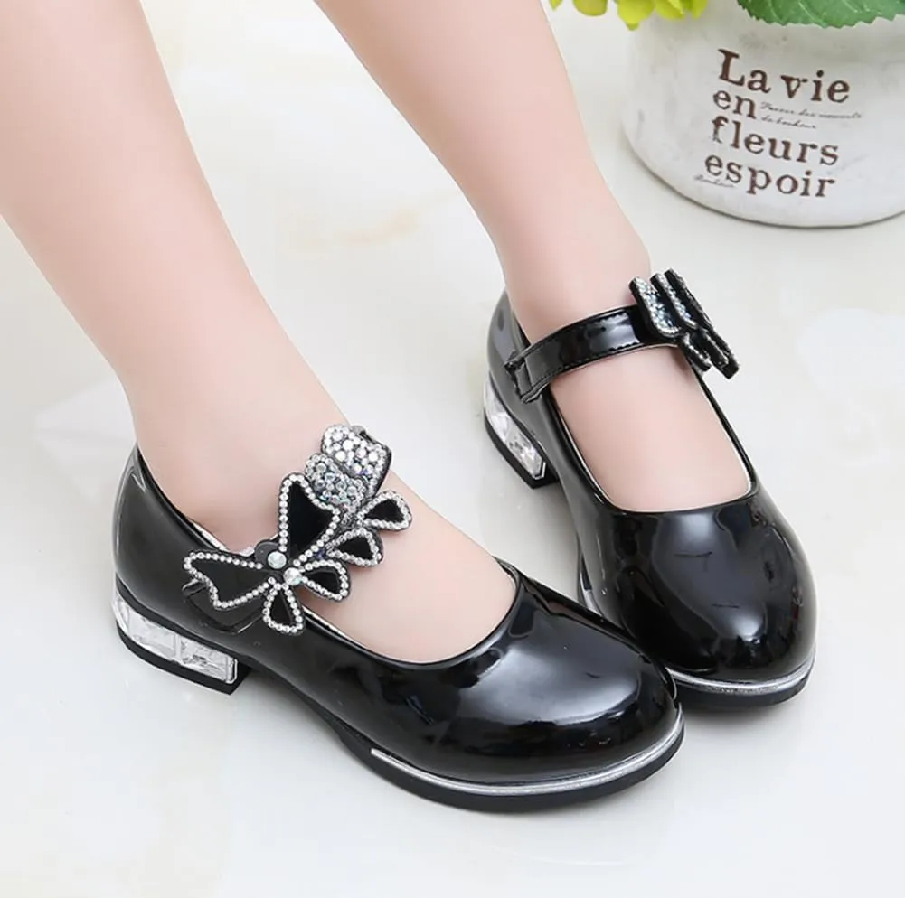 Girls Pu Leather Mary Jane Ballet Flats Low Heel School Wedding Party Dress Shoes