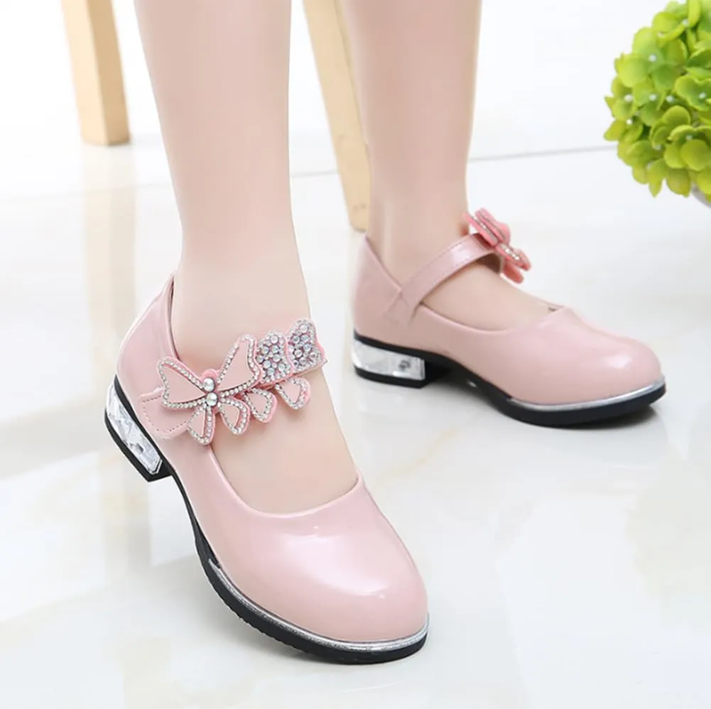 Girls Pu Leather Mary Jane Ballet Flats Low Heel School Wedding Party Dress Shoes