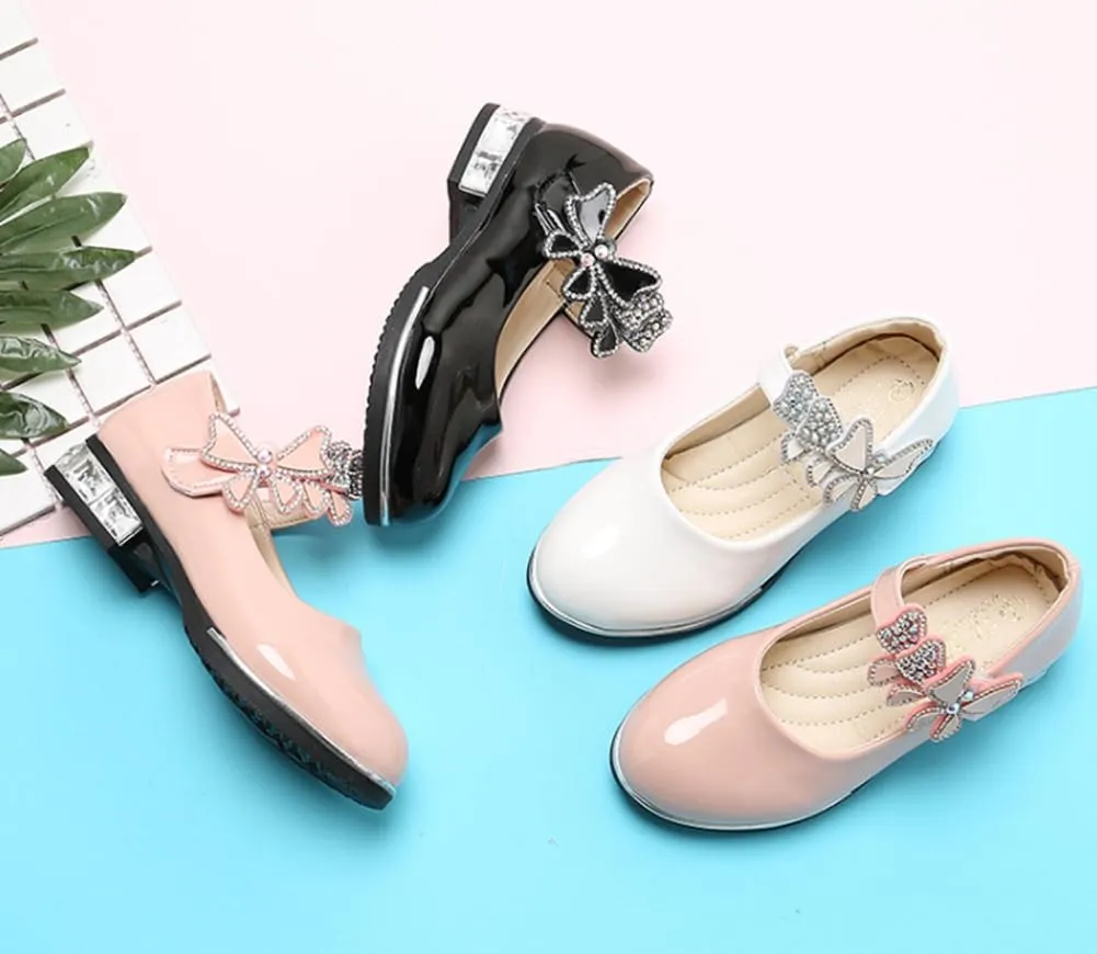 Girls Pu Leather Mary Jane Ballet Flats Low Heel School Wedding Party Dress Shoes