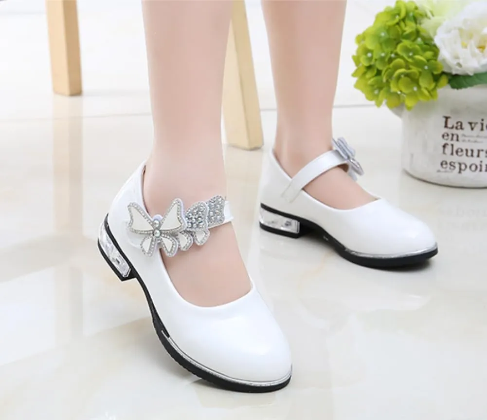 Girls Pu Leather Mary Jane Ballet Flats Low Heel School Wedding Party Dress Shoes