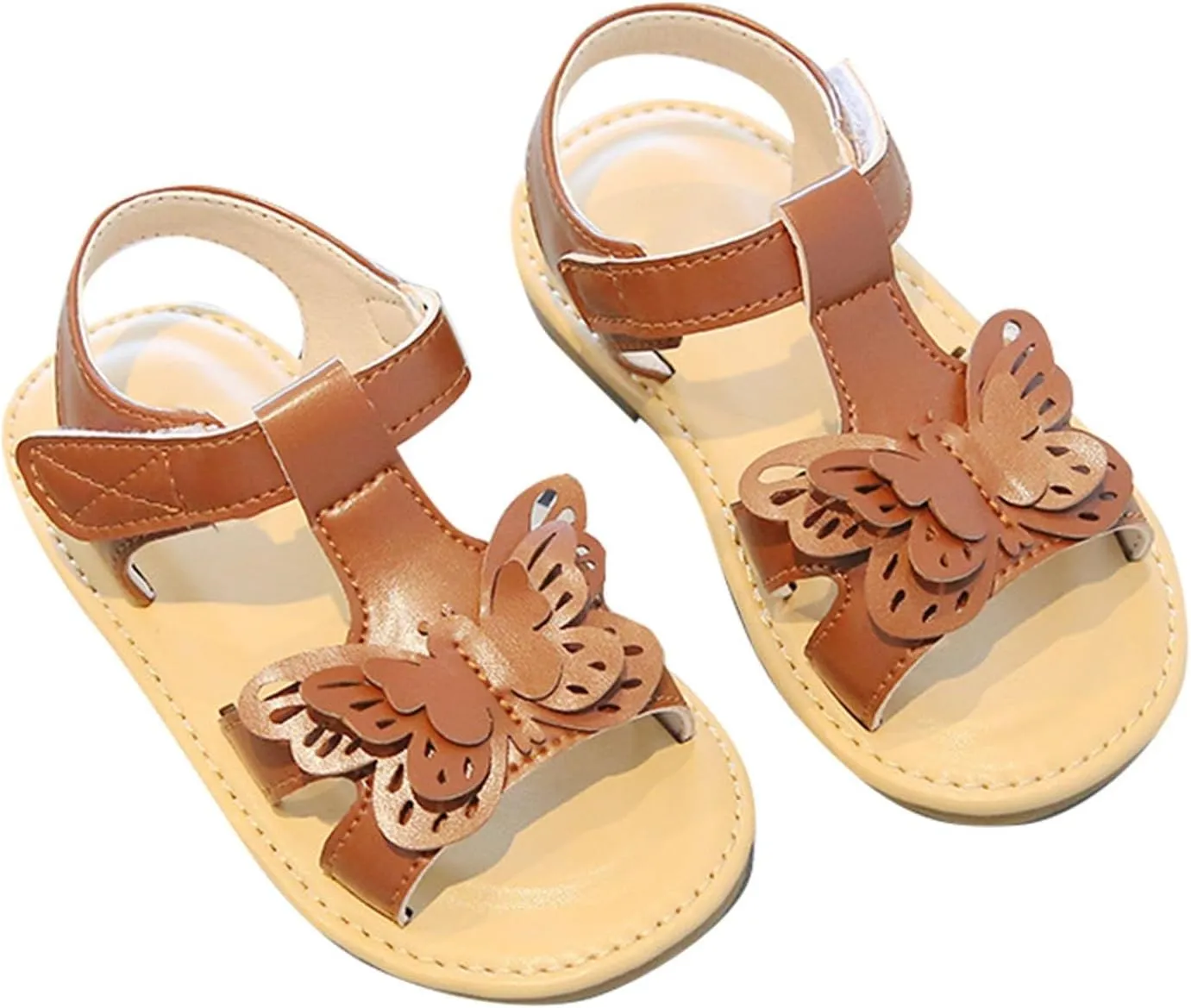 Girls Sandals Kids ladiator Strappy Sandals With Hook & Loop Butterfly Flower Glitter Cute Princess Shoes