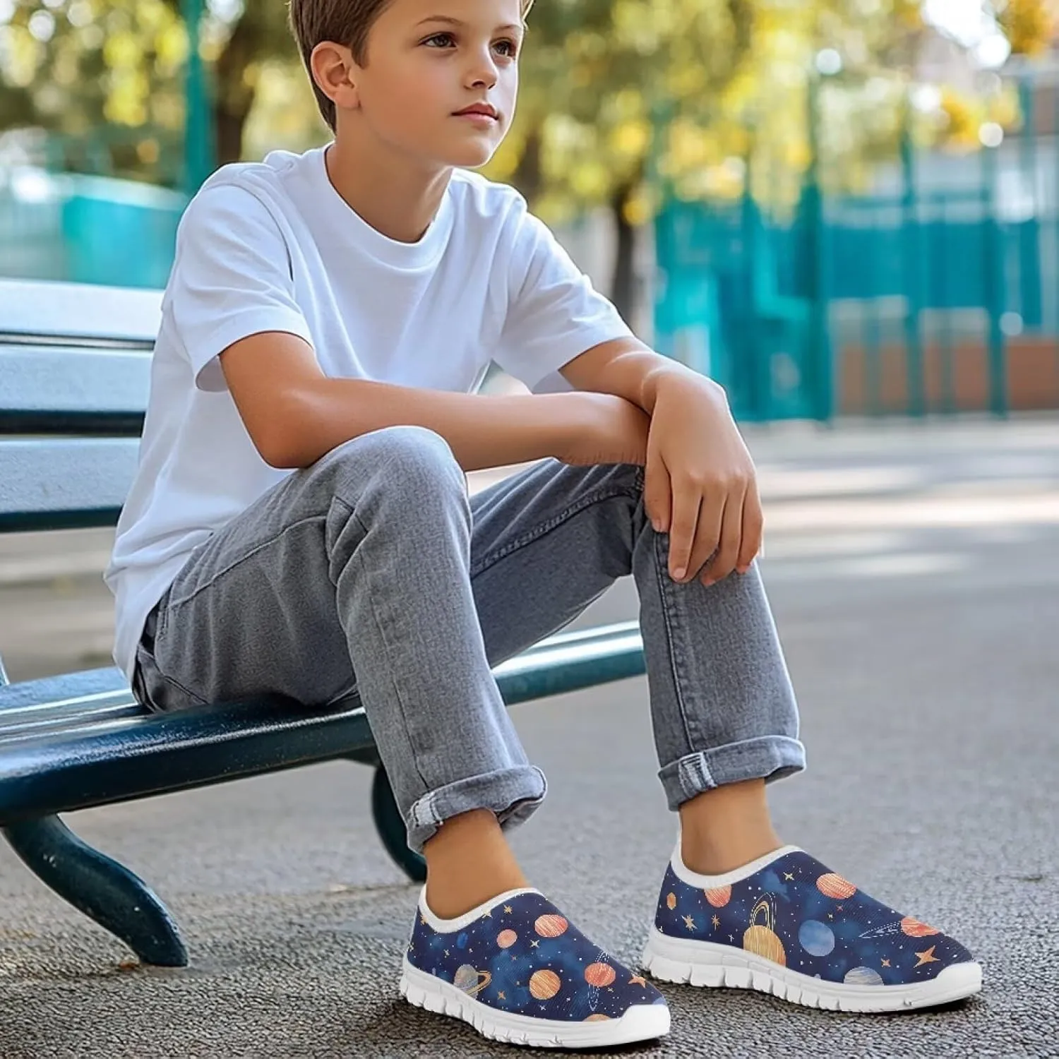 Girls'Running Shoes,Boys'Slip On Flats Lightweight Sports Shoes,Comfortable Elastic Shoes for Playing Walking