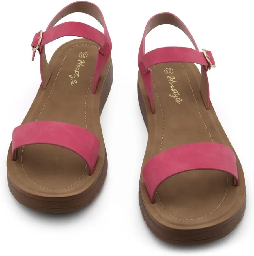 Herstyle Womens Flat Sandals  One Band Ankle Strap Dressy Casual Sandals with Cushioned Footbed | Comfortable Open Toe Walking Shoes for Summer & Daily Wear