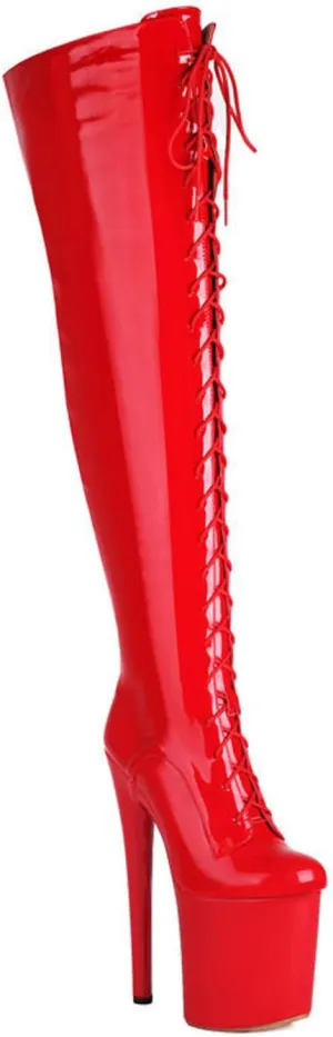High Heels Women's Suede Over The Knee Boots Stiletto Platform Lace Up Thigh High Boots Party Pole Dancing Shoes 20cm