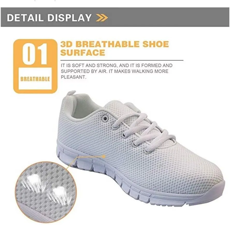 Jeiento Athletic Sneakers for Women＆Men Ethnic Style Mesh Running Shoes Workout Sneakers Lace-up Tennis Shoes Non Slip Gym Sports Shoes