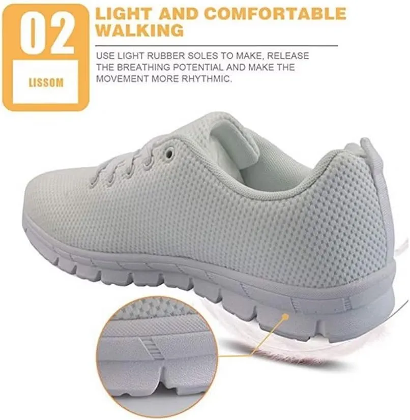 Jeiento Athletic Sneakers for Women＆Men Ethnic Style Mesh Running Shoes Workout Sneakers Lace-up Tennis Shoes Non Slip Gym Sports Shoes