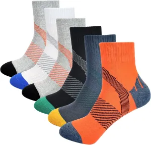 J.WMEET Men's Quarter Ankle Socks Athletic Running Hiking Cushion Performance Ventilation Sports Cotton Socks 6 Pack