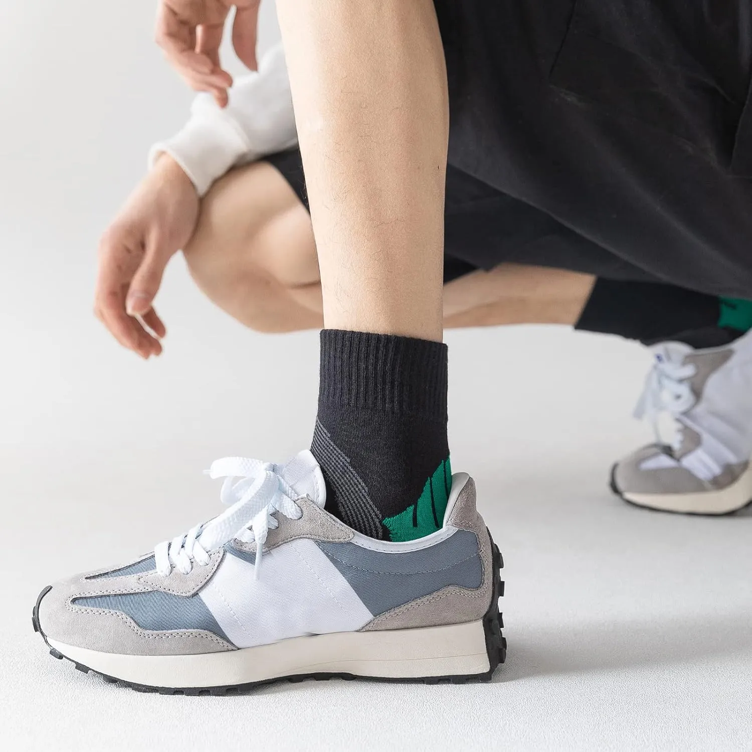 J.WMEET Men's Quarter Ankle Socks Athletic Running Hiking Cushion Performance Ventilation Sports Cotton Socks 6 Pack