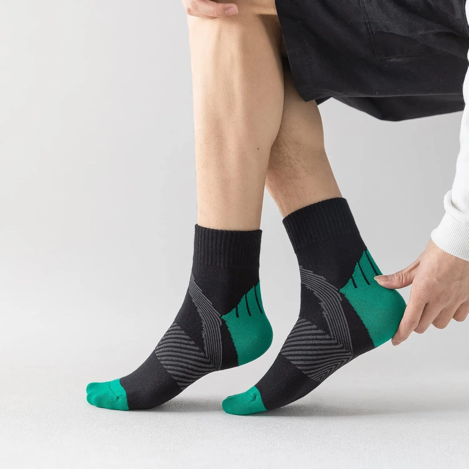J.WMEET Men's Quarter Ankle Socks Athletic Running Hiking Cushion Performance Ventilation Sports Cotton Socks 6 Pack