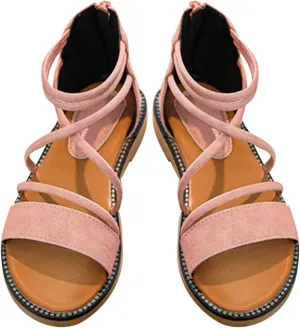 Kids Little Girls Wedge Flatform Toddler Open Toe Gladiator Strappy Sandal Low Heels Shoe With Zipper